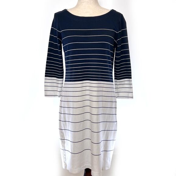 Brooks Brothers Navy Blue Stripe Supima Cotton Dress - Picture 1 of 8